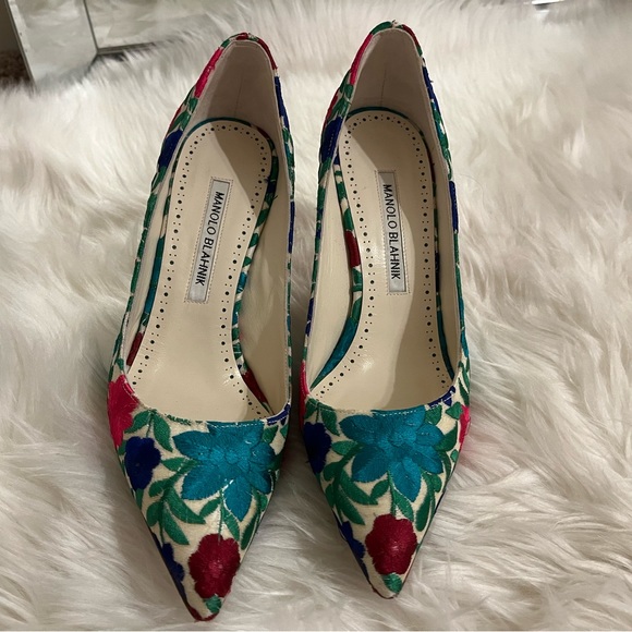 manolo blahnik floral embroidery pump size 36.5 - Picture 4 of 9